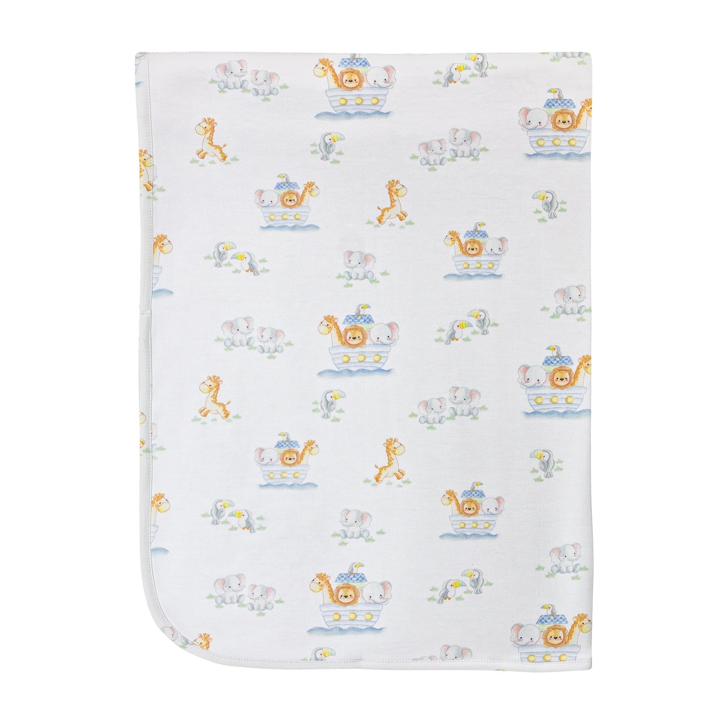 Baby Club Chic Noah's Ark Printed Pima Receiving Blanket 30 X 28.5