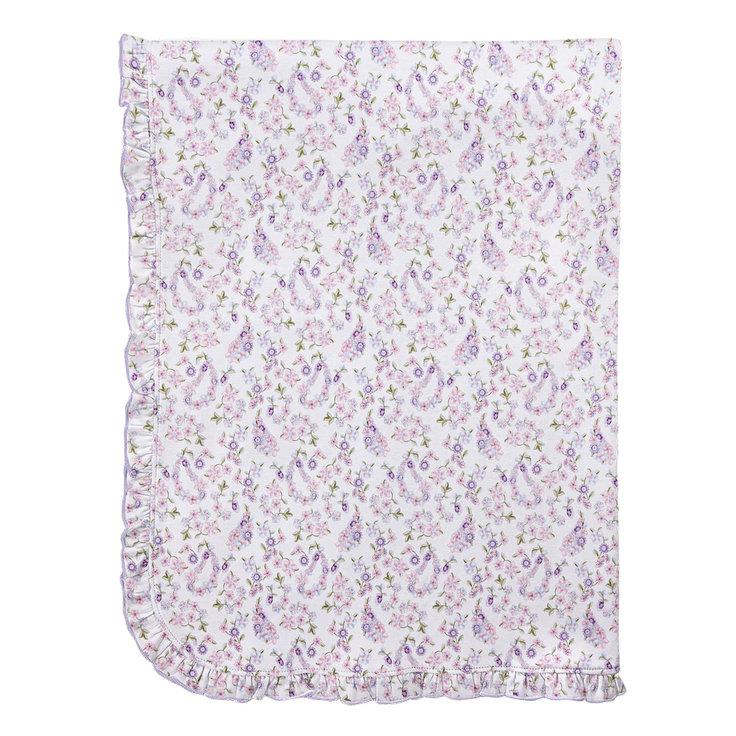 Baby Club Chic Paisley Romance Printed Pima Blanket with Ruffle 30 X 28.5
