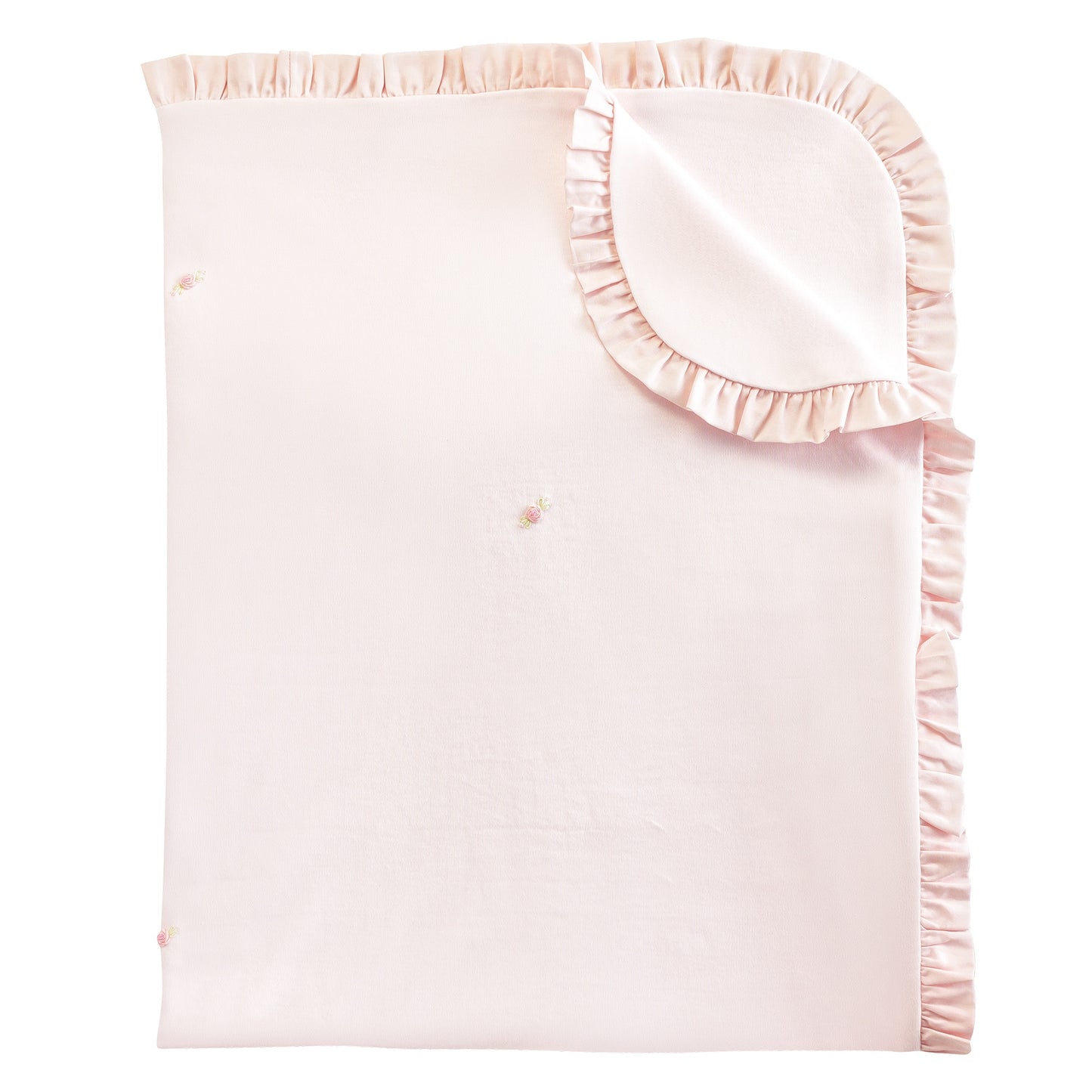 Baby Club Chic Sweet Roses All-over Embroidered Pima Ruffled Receiving Blanket