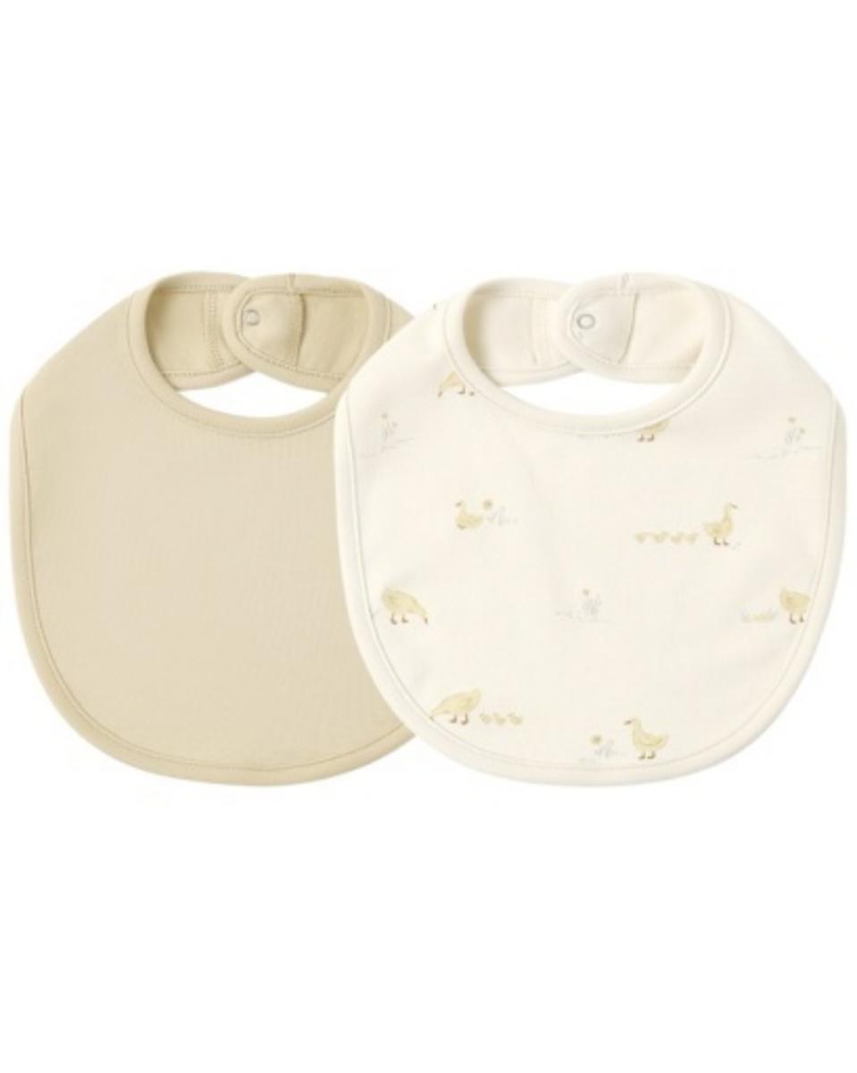 Quincy Mae Jersey Snap Bib Ducks, Butterscotch - Natural / Butterscotch