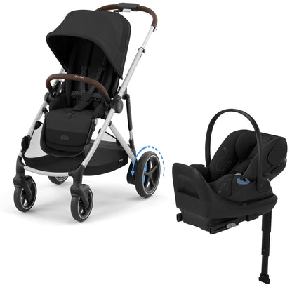 Cybex eGazelle S + Cloud G Lux SensorSafe Travel System Bundle - Silver Frame / Moon Black / Moon Black - 524000553-522001401