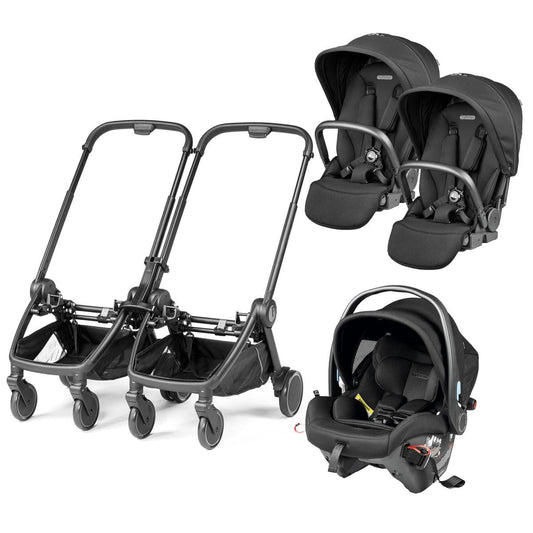 PEG City Loop Double Stroller + Primo Viaggio Urban Mobility Travel System Bundle - Black / True Black / True Black - CLP-DBL-TRVL-URBAN-TRBLK