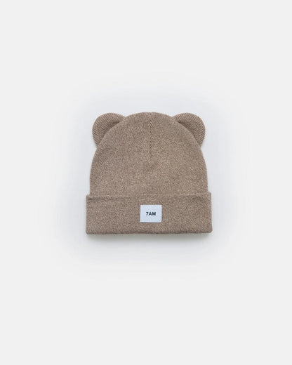7AM Enfant Bear Beanie - Ash Oak, 0-6M