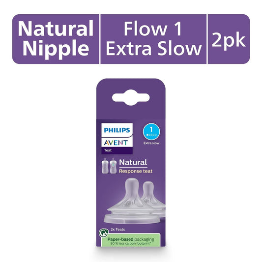 Avent Natural Response Nipples, Extra Slow Flow (Flow 1), 2-pack - SCY961-02