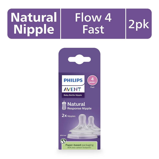 Avent Natural Response Nipples, Fast Flow (Flow 4), 2-pack - SCY964-02