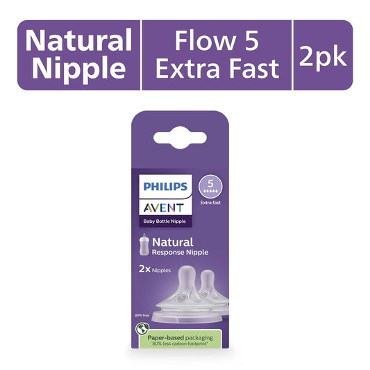 Avent Natural Response Nipples, Extra Fast Flow (Flow 5), 2-pack - SCY965-02