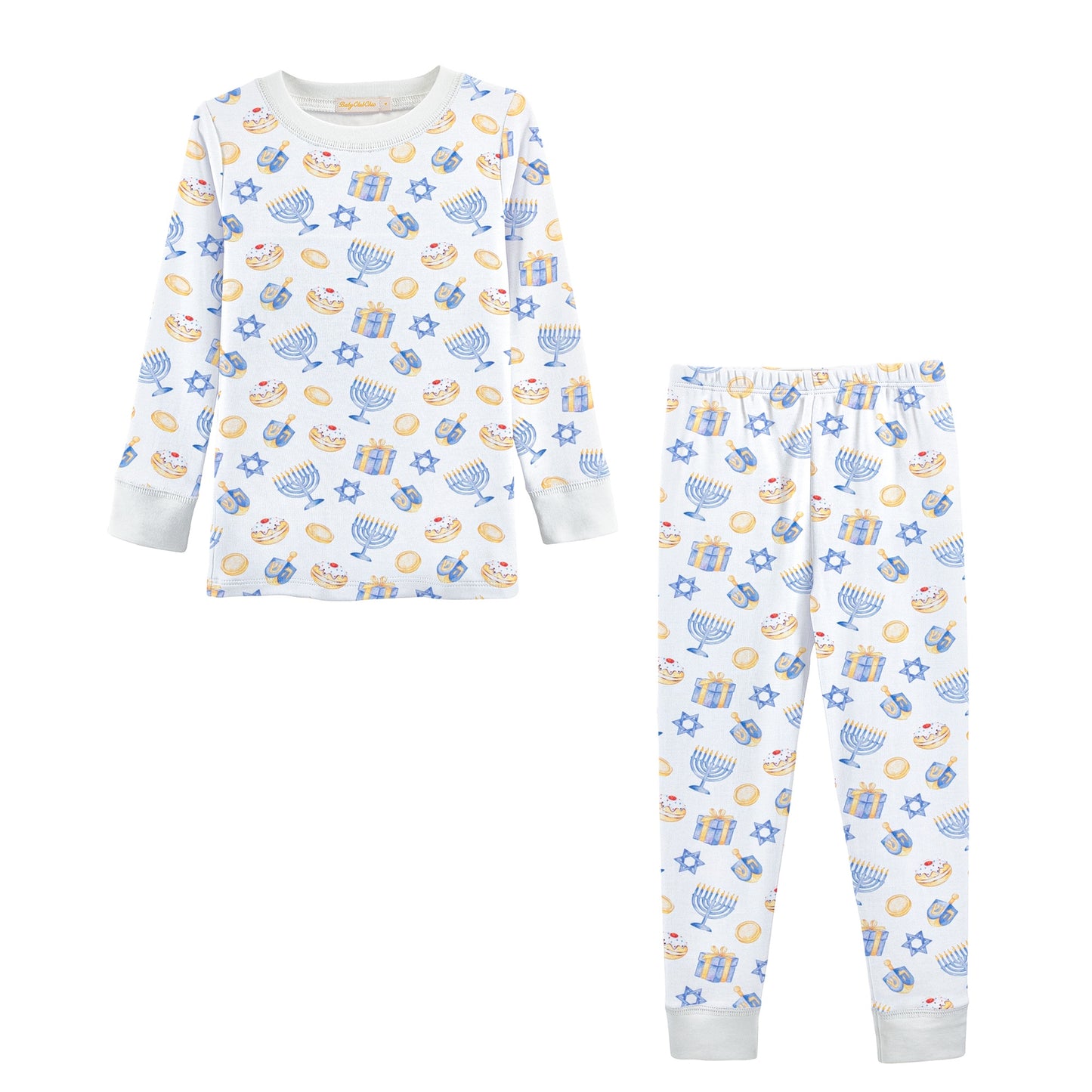 Baby Club Chic Happy Hanukkah Printed Pima Kid Set, 3Y