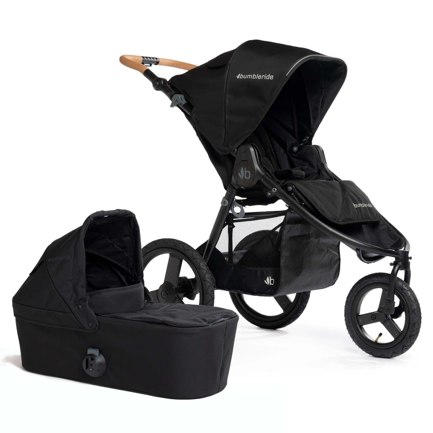 Bumbleride Speed Jogging Stroller + Bassinet Bundle - Black / Black - SP-395LC-BAS-63LC