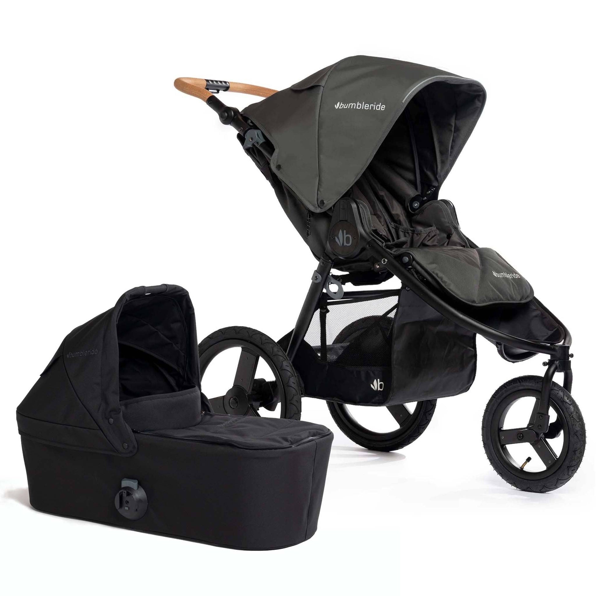 Bumbleride Speed Jogging Stroller + Bassinet Bundle - Storm / Black - SP-395ST-BAS-63LC