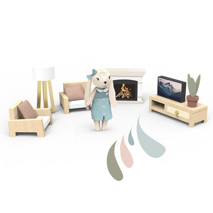 Speedy Monkey Dollhouse Living Room Set with 1 Character