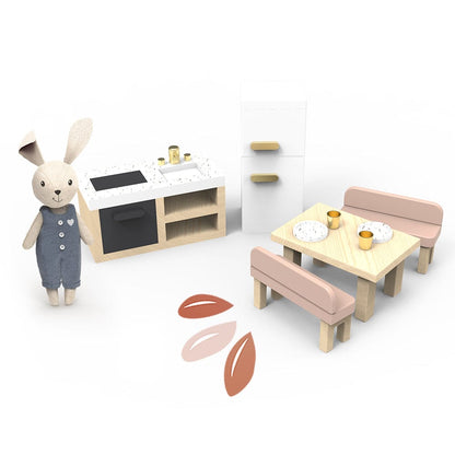 Speedy Monkey Dollhouse Kitchen Set with 4 Chairs and 1 Character