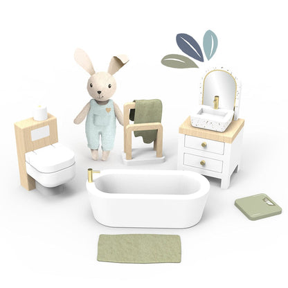 Speedy Monkey Dollhouse Bathroom Set with 1 Character
