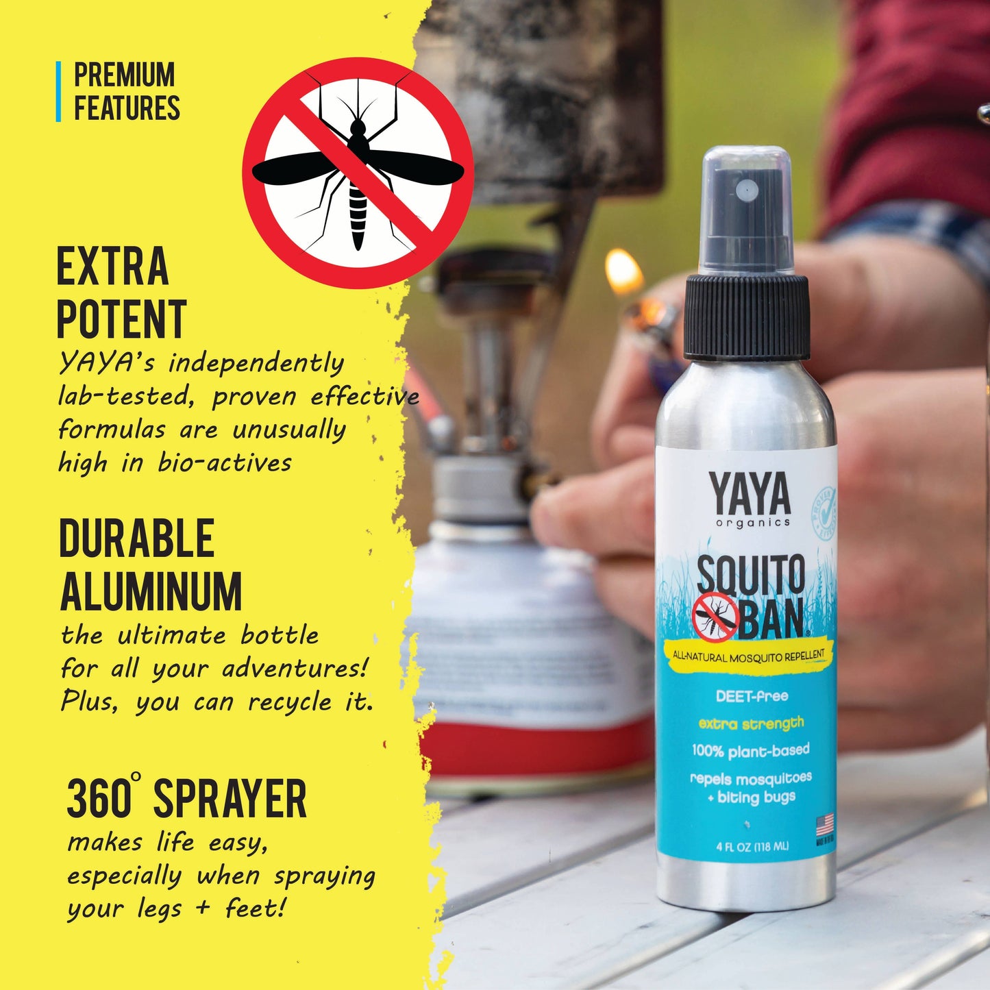 YAYA Organics Squito Ban All-Natural Mosquito Repellent - 4 oz