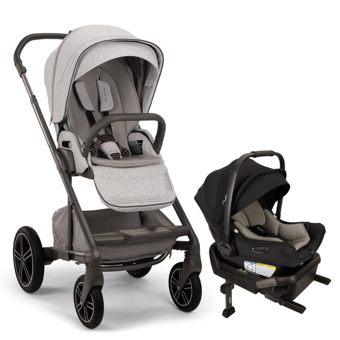 Nuna MIXX Next w/ Magnetic Buckle + Pipa Aire Travel System - Sterling / Caviar Chocolate