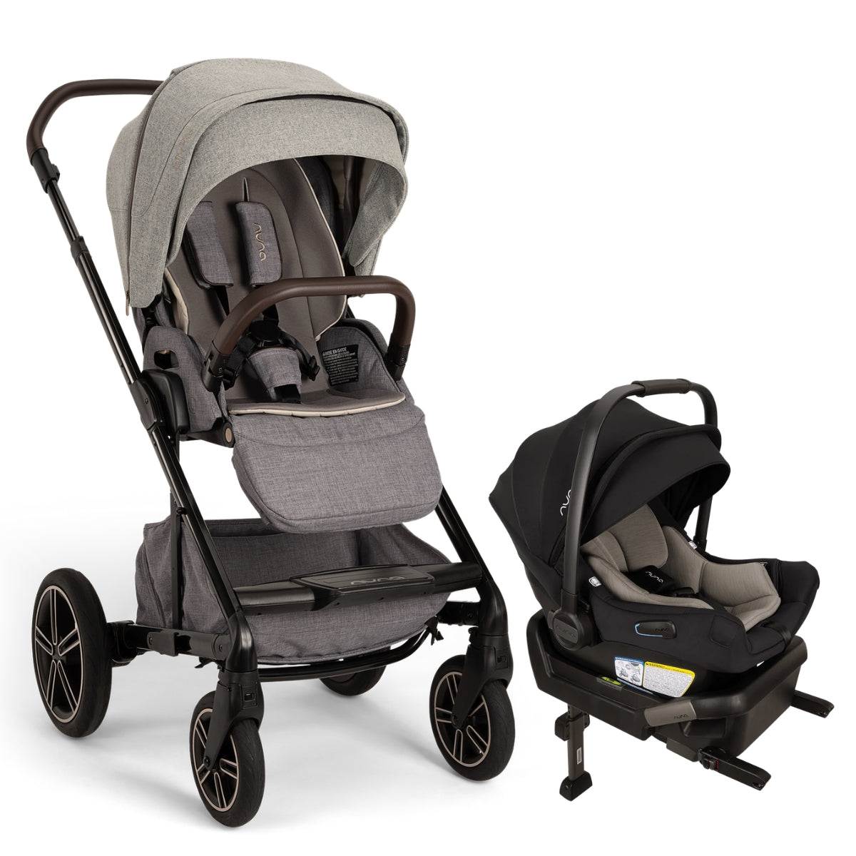 Nuna MIXX Next w/ Magnetic Buckle + Pipa Aire Travel System - Monterey / Caviar Chocolate