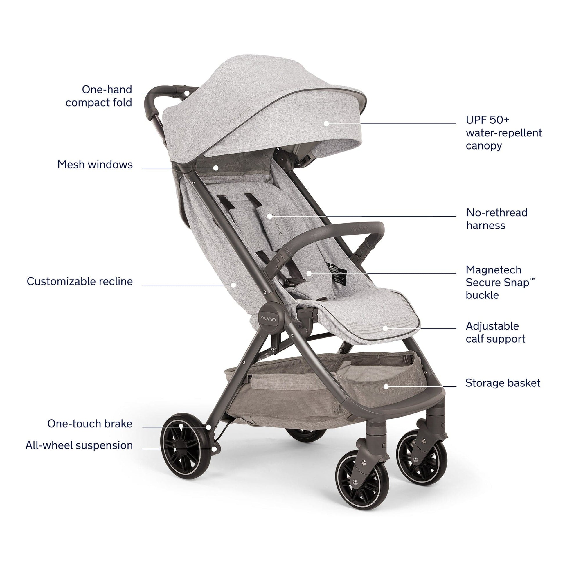 Nuna TRVL Self-Folding Compact Stroller - Sterling - ST15722STL