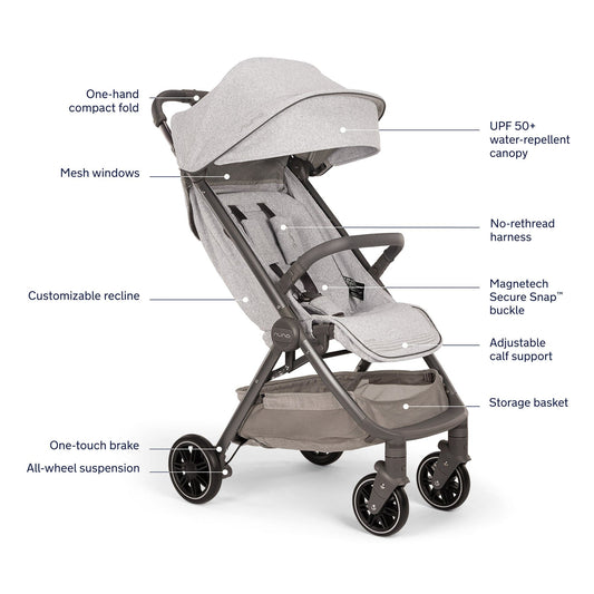 Nuna TRVL Self-Folding Compact Stroller - Sterling - ST15722STL