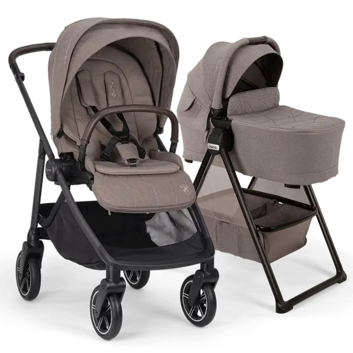Nuna x BMW SWIV Stroller + TRIV & SWIV Bassinet + Stand Bundle - Umber
