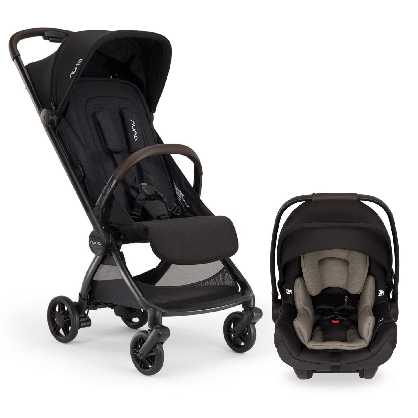 Nuna VIAA cabn + PIPA Aire Travel System Bundle - Caviar