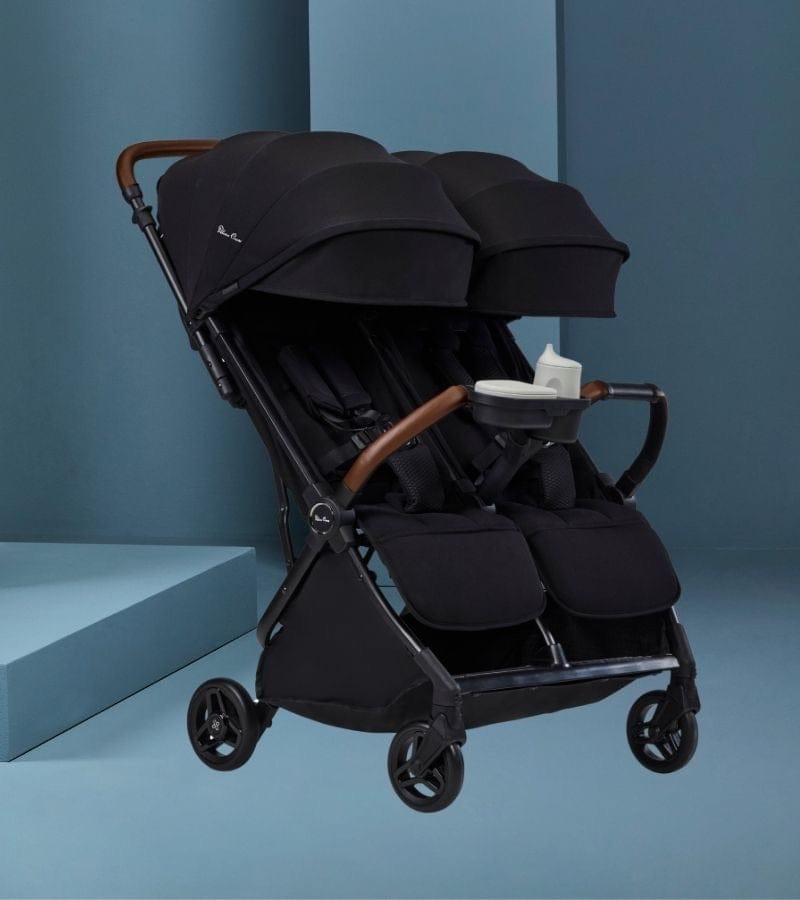 Silver Cross Jet Lightweight Double Stroller + Essentials Bundle - Black