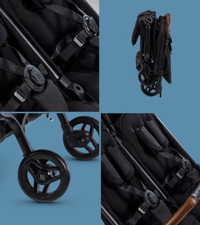 Silver Cross Jet Lightweight Double Stroller + Essentials Bundle - Black