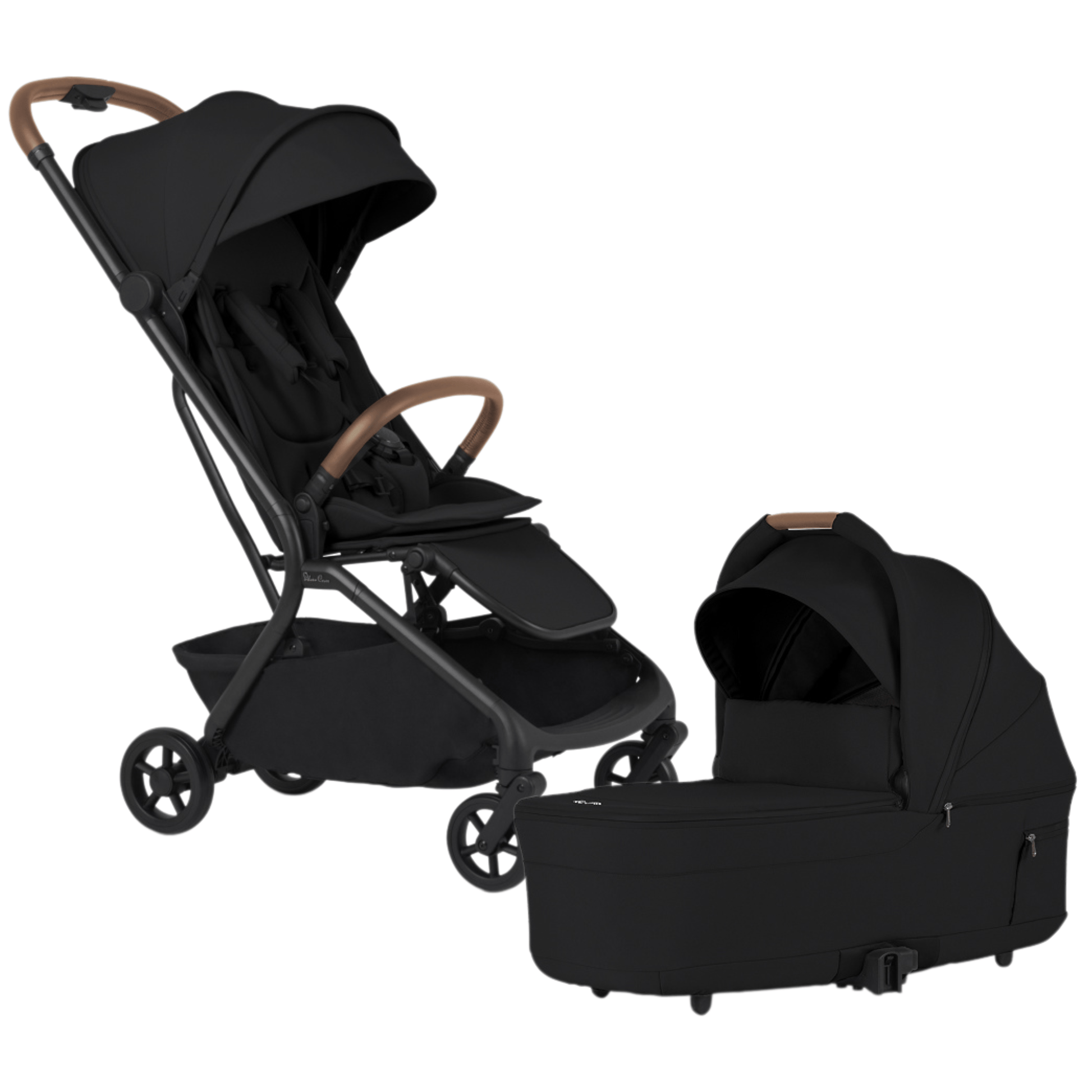 Silver Cross Nia Compact Travel Stroller + Bassinet Bundle - Onyx