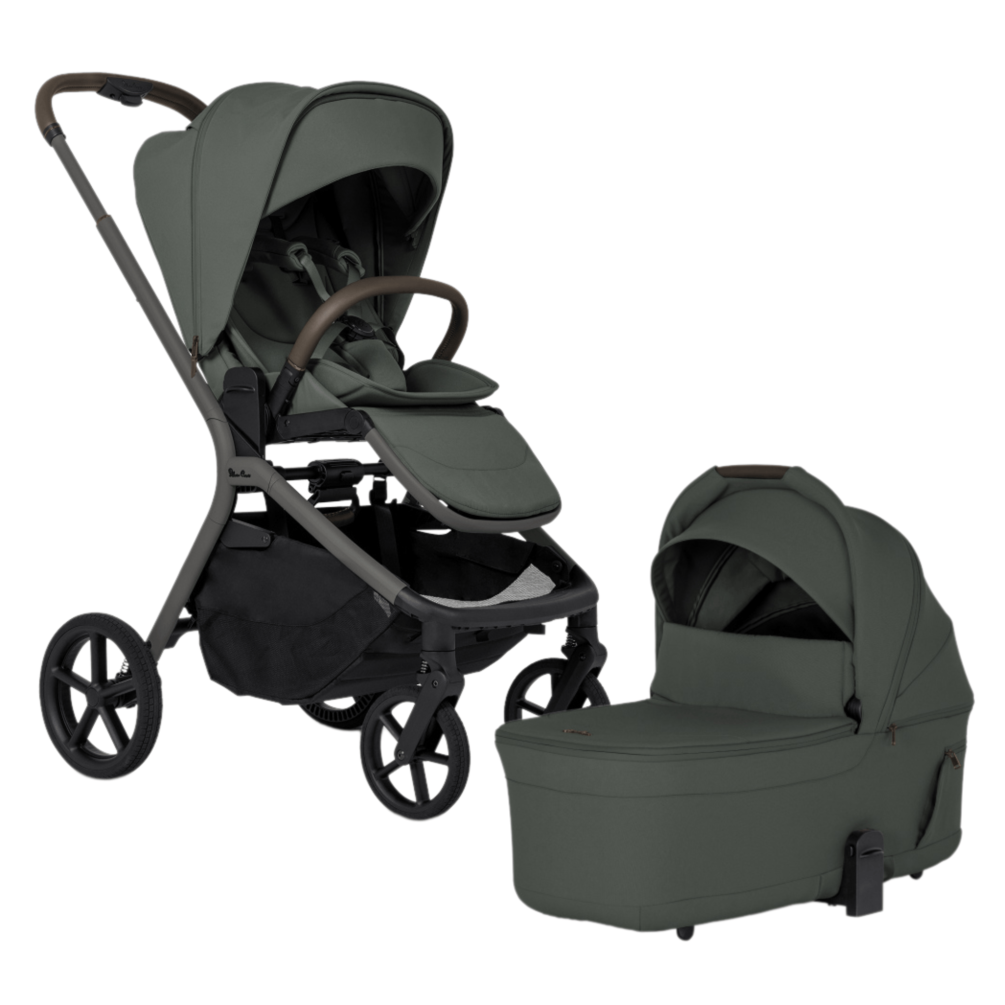 Silver Cross Breez Modular Stroller + Bassinet Bundle - Pewter - SX2349-PWUC-SX2350-PWUC