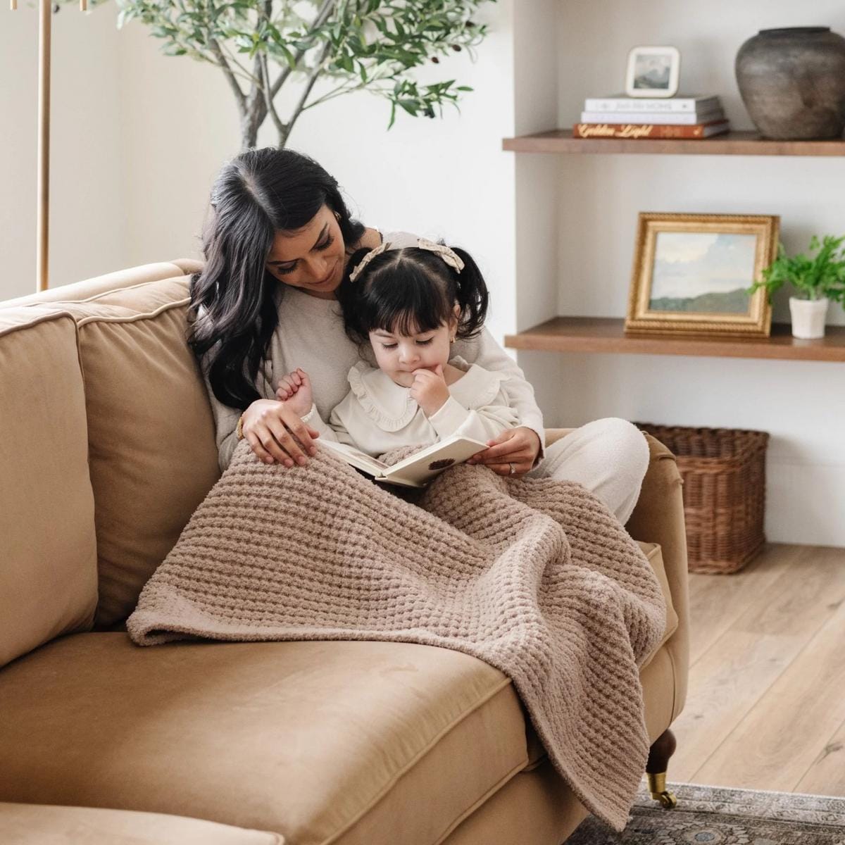 Saranoni Waffle Knit Receiving Blanket - Wheat