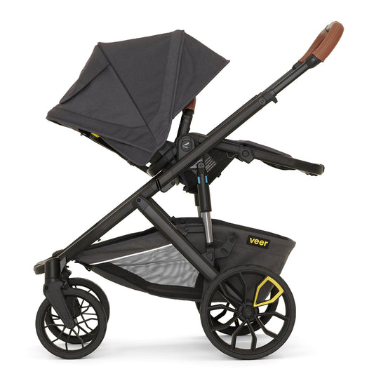 Veer Switch&Roll Luxe Single-to-Double Stroller + Infant Essentials Bundle - Gray Granite - BUN-SNR-LEA-BAS-GGRA