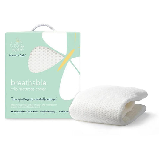 Lullaby Earth Breathe-Safe Breathable Mini Crib Mattress Cover - White - BRZ-MN