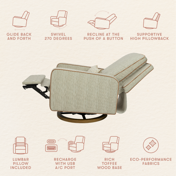 Babyletto recliner features including glide swivel recline lumbar pillow USB port and wood base