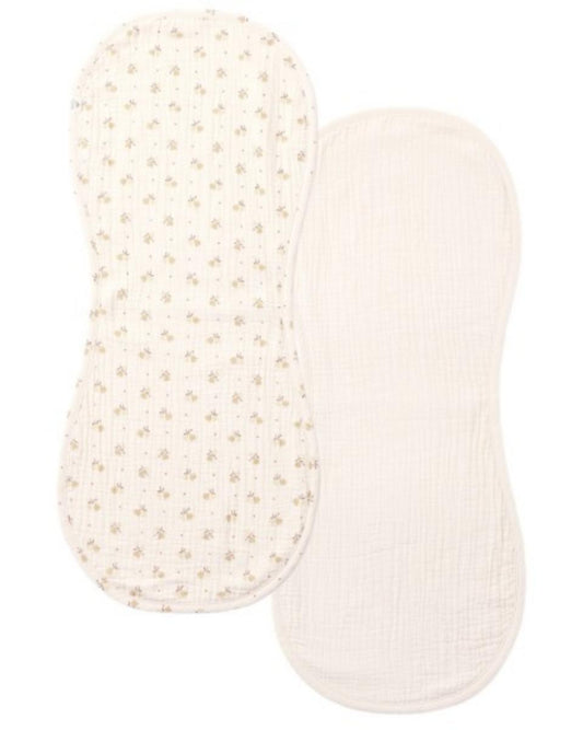 Quincy Mae Burp Cloth, 2 Pack Golden Fleur, Natural - Natural