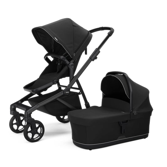 Thule Sleek 2 Single-to-Double Stroller + Bassinet Bundle - Black
