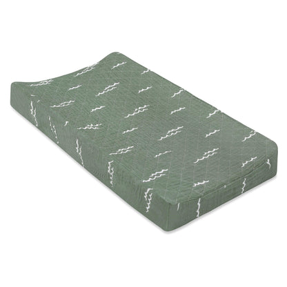 Babyletto Quilted Changing Pad Cover in GOTS Certified Organic Muslin Cotton - Ocean Waves - T27137