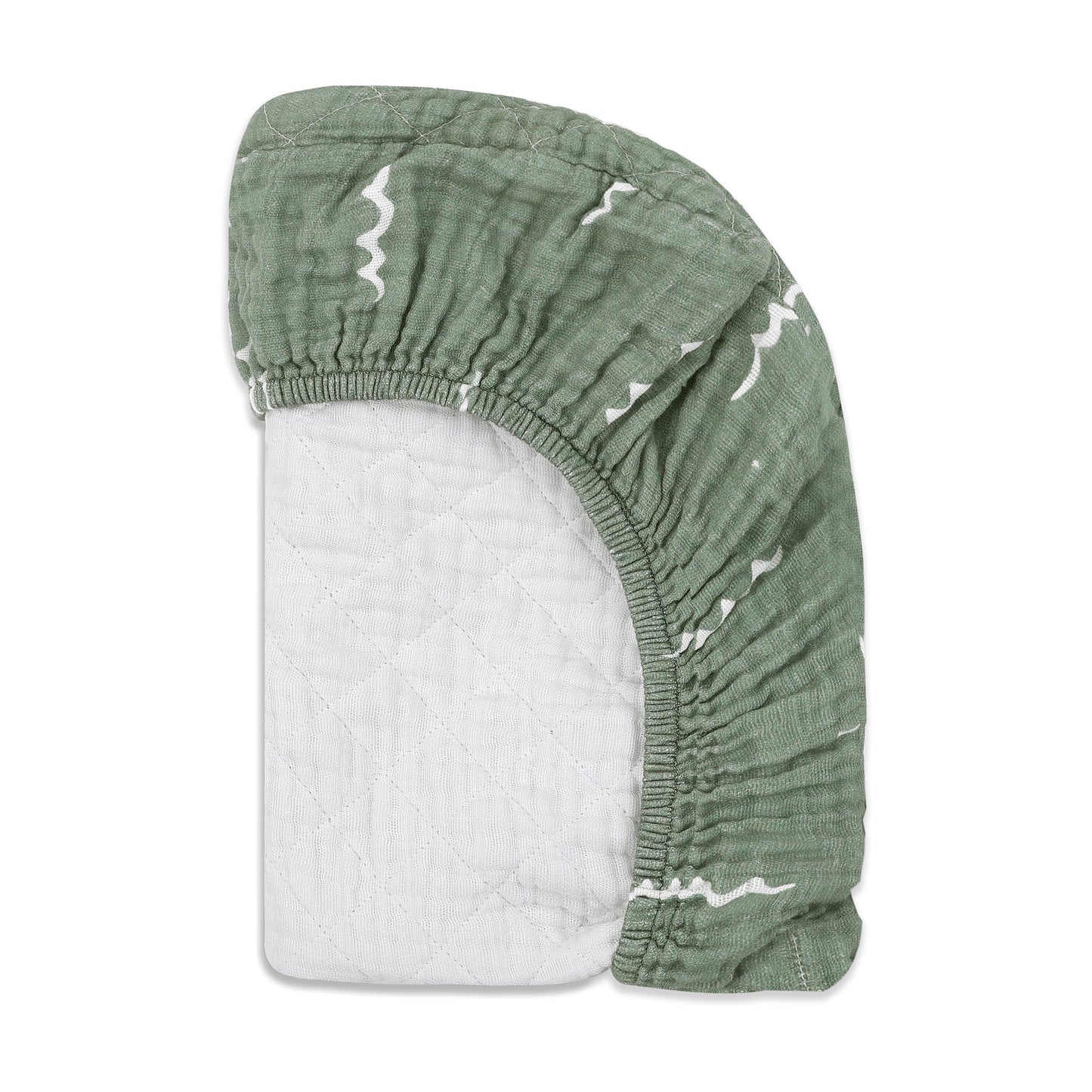 Babyletto Quilted Changing Pad Cover in GOTS Certified Organic Muslin Cotton - Ocean Waves - T27137