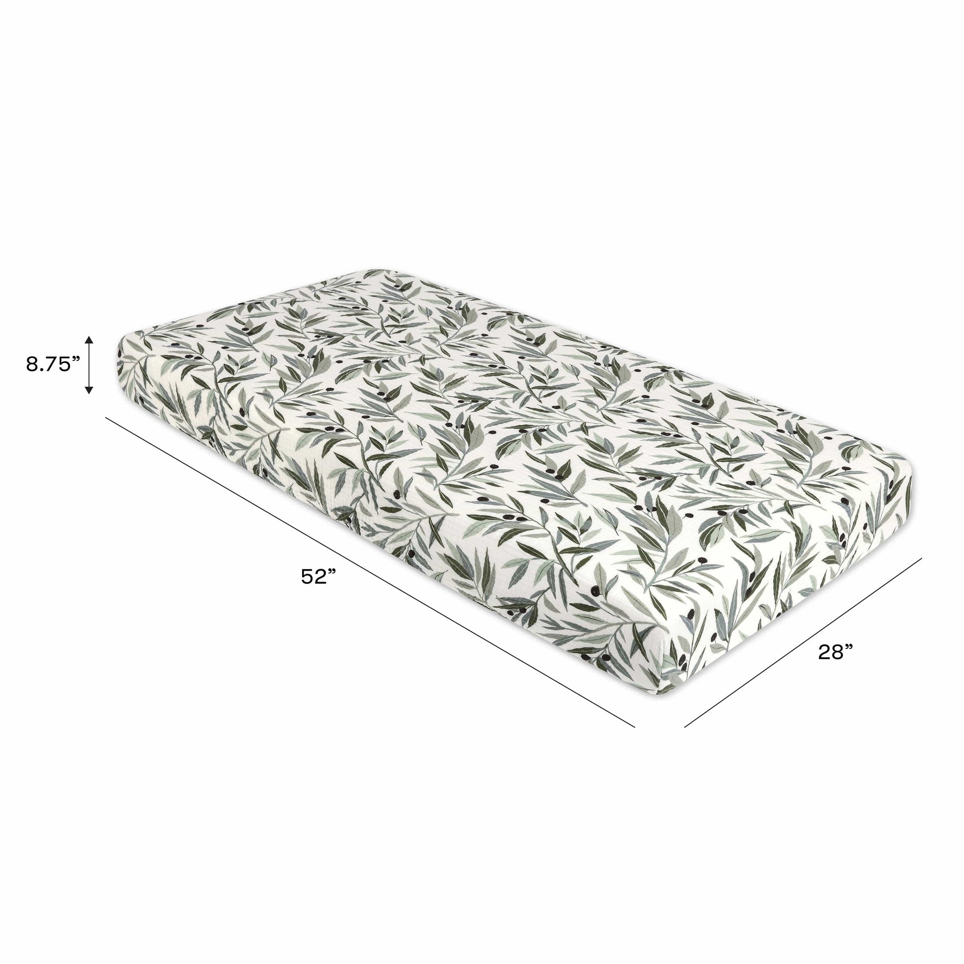 Babyletto Crib Sheet in GOTS Certified Organic Muslin Cotton-Olive Branches - T28235