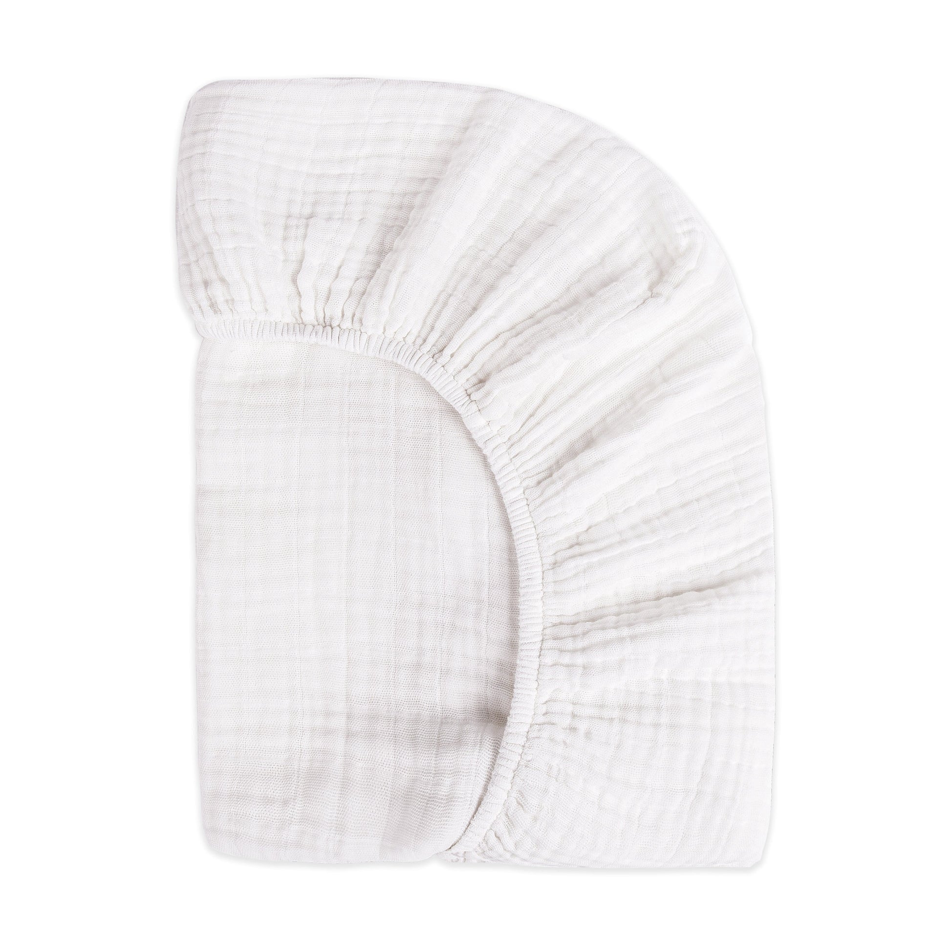 Babyletto Mini Crib Sheet in GOTS Certified Organic Muslin Cotton - White - T29436