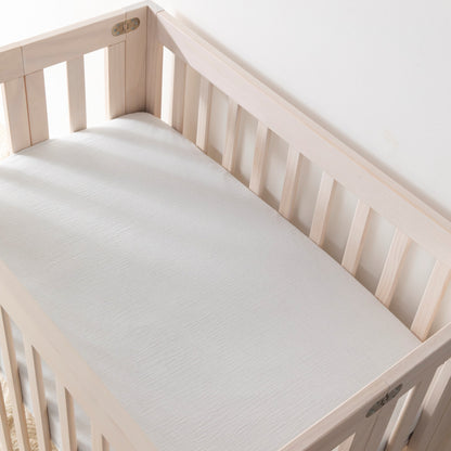 Babyletto Mini Crib Sheet in GOTS Certified Organic Muslin Cotton - White - T29436