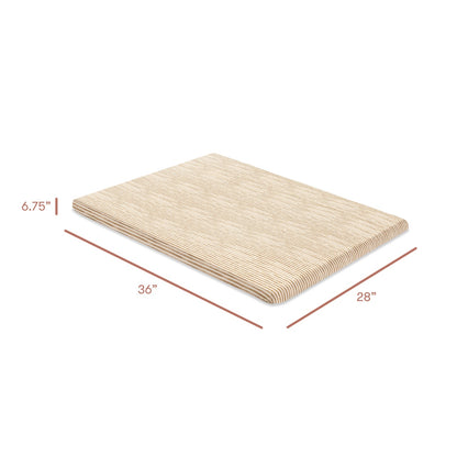 Babyletto striped mattress with dimensions 36 inches by 28 inches by 6.75 inches