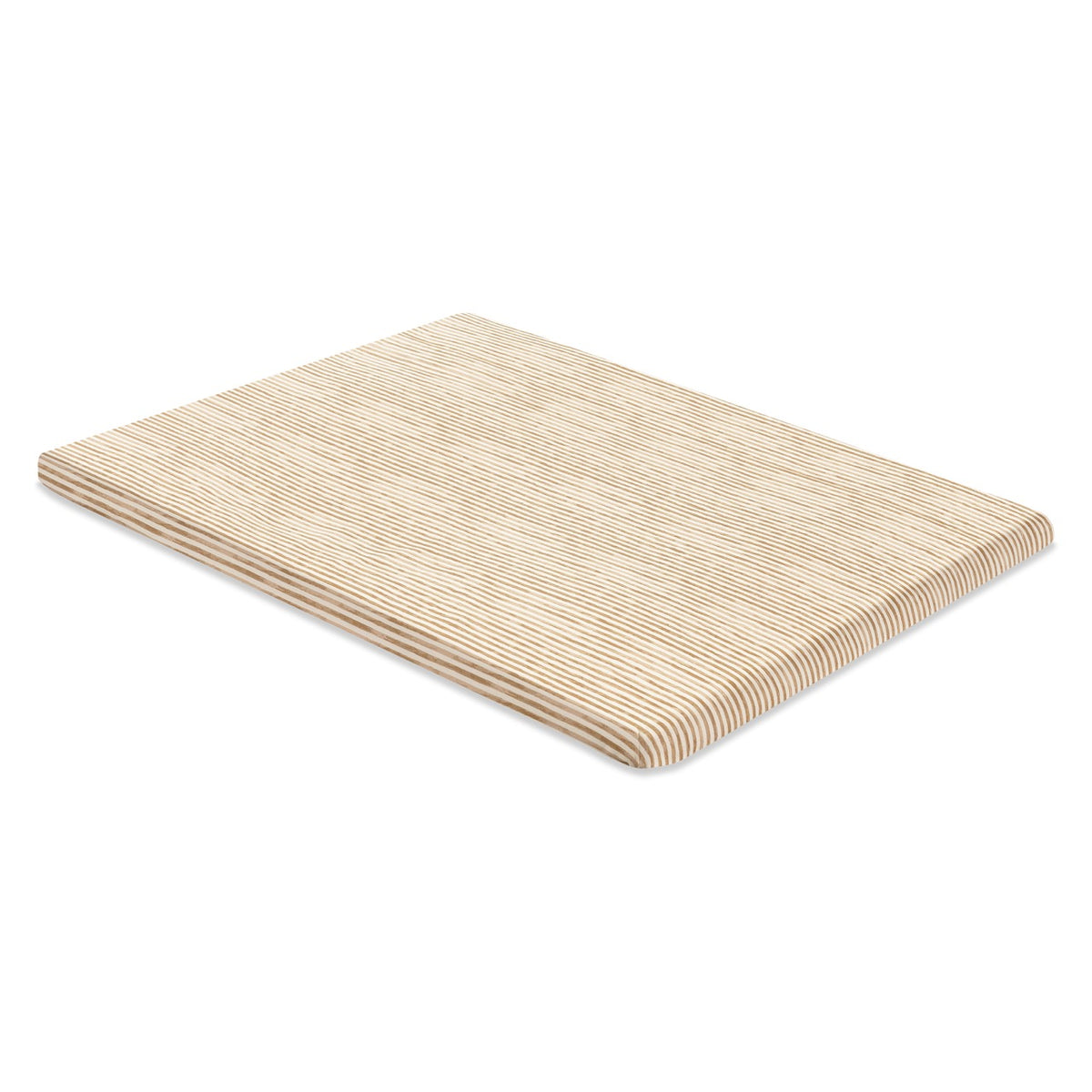 Babyletto rectangular crib mattress with beige and white striped cover