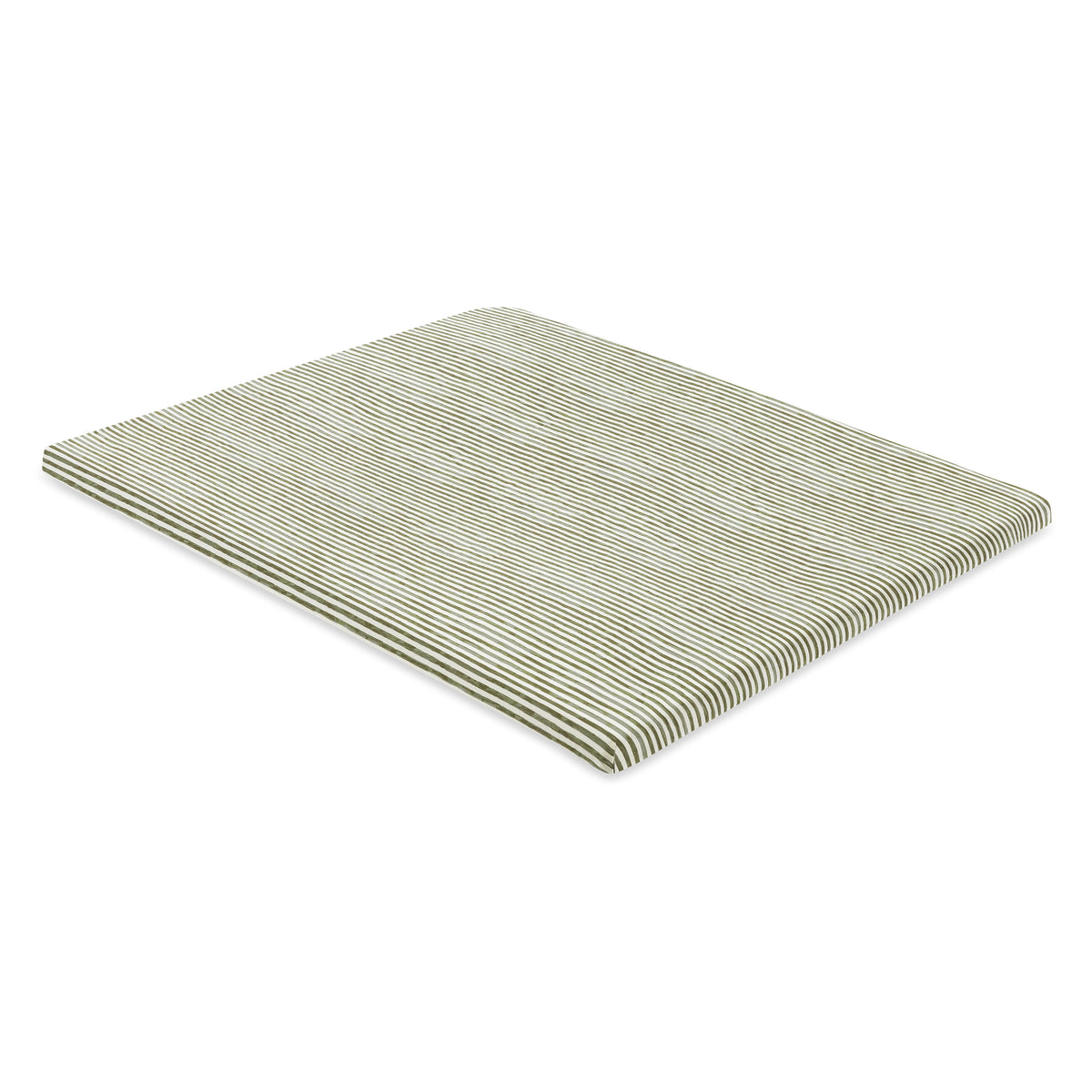 Babyletto rectangular changing pad with green and white striped cover