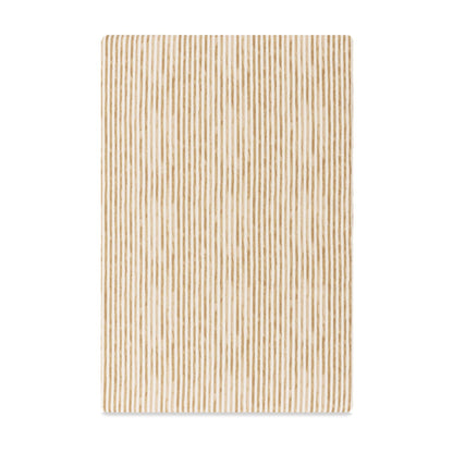 Babyletto crib sheet with tan and white vertical pinstripe pattern