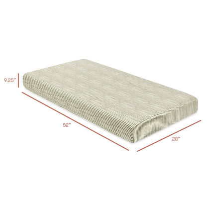 Babyletto crib mattress with dimensions 52 inches by 28 inches by 9.25 inches