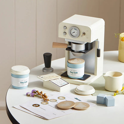 Tiny Land Play Kitchen Accessories – Children’s Coffee Maker: Wooden Café Play Set for Kids