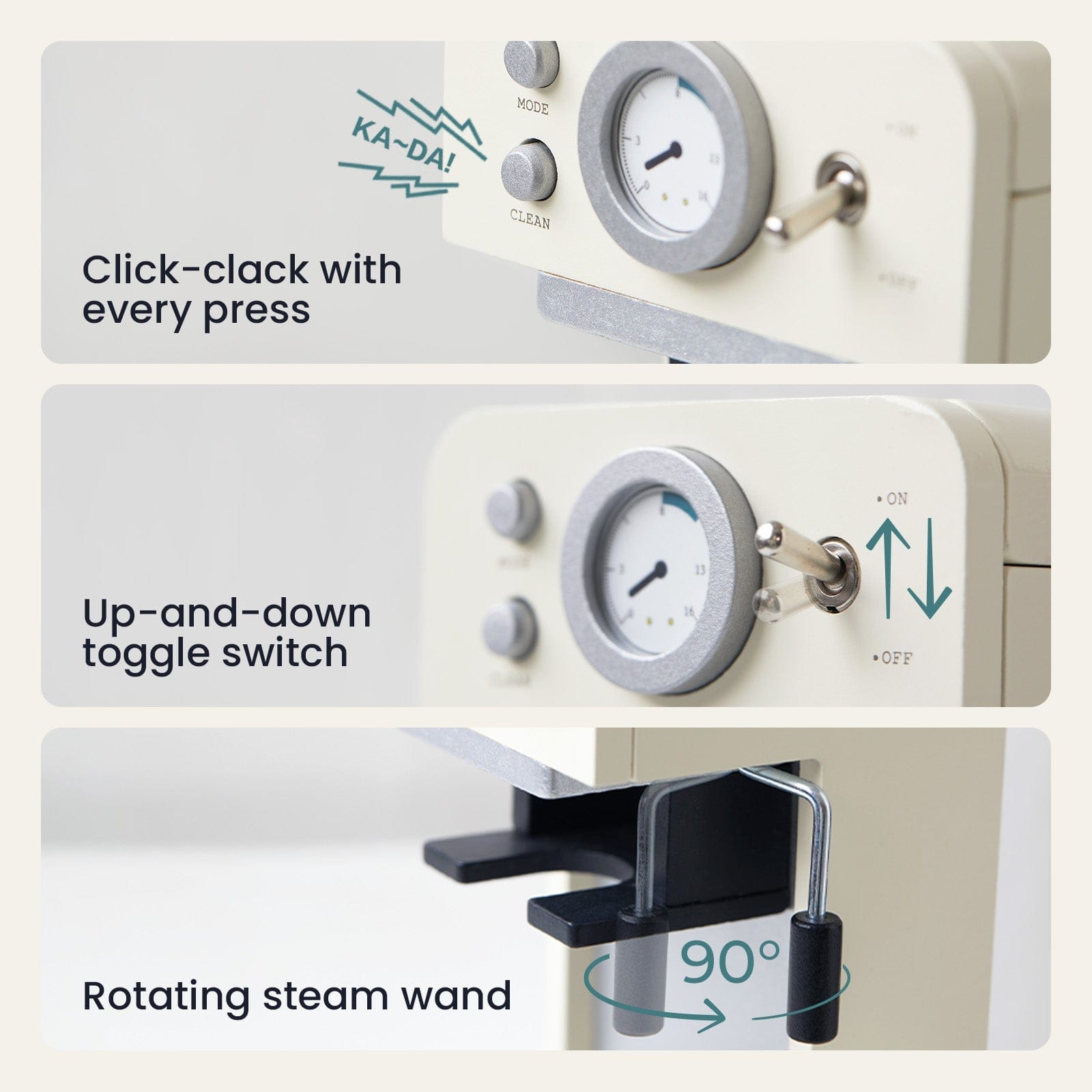 Tiny Land Play Kitchen Accessories – Children’s Coffee Maker: Wooden Café Play Set for Kids - TLTGCK002WT