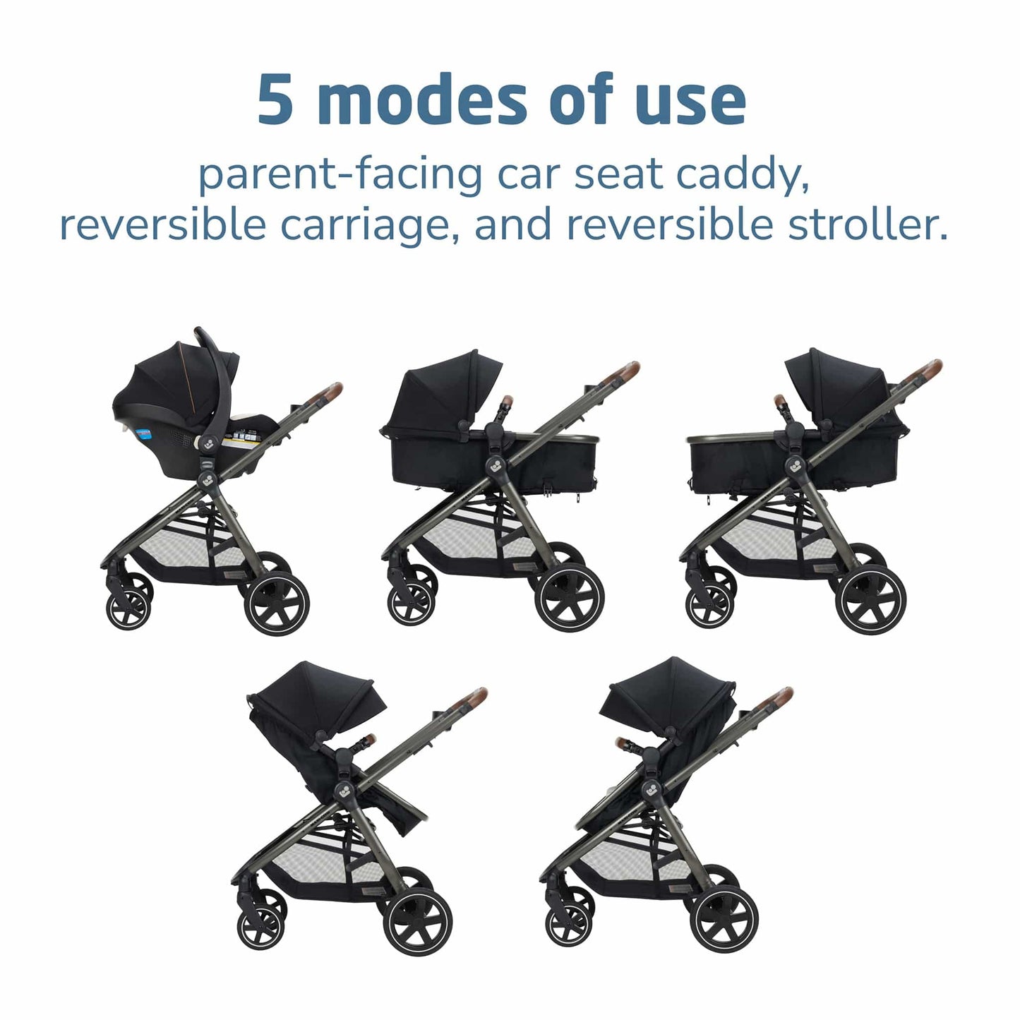 Maxi-Cosi Zelia 2 Luxe 5-in-1 Modular Travel System - Onyx Sand