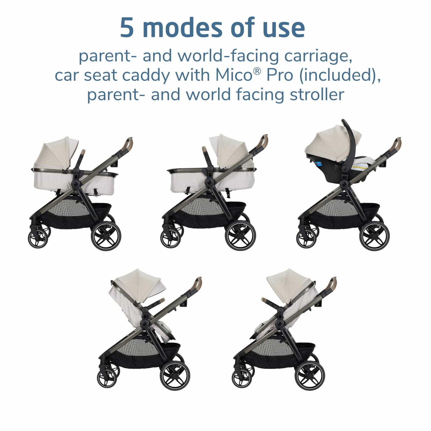 Maxi-Cosi Zelia Pro 5-in-1 Travel System - Classic Oat
