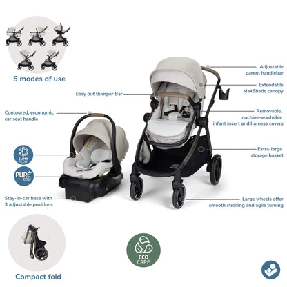 Maxi-Cosi Zelia Pro 5-in-1 Travel System - Classic Oat