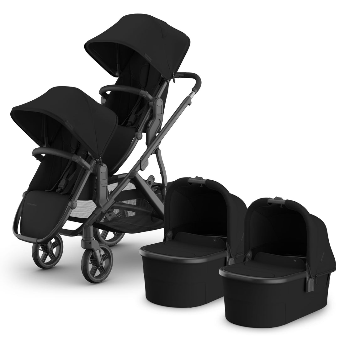 UPPAbaby Vista V3 Twin Stroller with RumbleSeat V3 + Bassinet Bundle - James