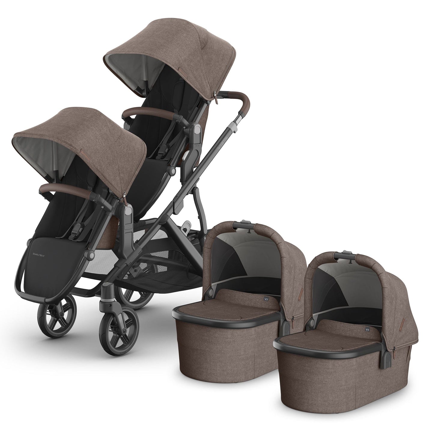 UPPAbaby Vista V3 Twin Stroller with RumbleSeat V3 + Bassinet Bundle - Owen - TWIN-V3-BAS-0303-VSO-NA-OWN